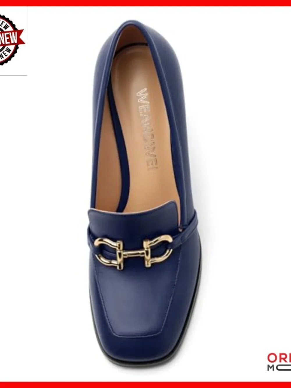Square Toe Loafers with Metal Buckle, Chunky Heel for Office Wedding Party